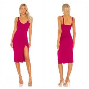 Lovers and Friends Lucie Midi Dress, Side Slit, Sold Out, Revolve, Fuchsia Sz M